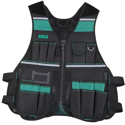 Baoblaze Gilet à Outils pour électricien, Gilet étanche, Sac à Outils pour Charpentiers