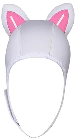 kowaku Cuffia da Sub con Orecchie di Gatto, Cuffia da Nuoto, Cappuccio da Muta in Neoprene, Cappuccio da Snorkeling per Uomo E Donna, Bianco Rosa
