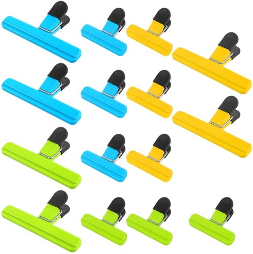 15 Stück 2 Größe Verschlussclips für Tüten Verschlussklammern Kunststoff Lebensmittelklammer Tütenclips Food Bag Clips Chip Clips Verschlussklemmen Verschlussclips für Beutel 3 Farben
