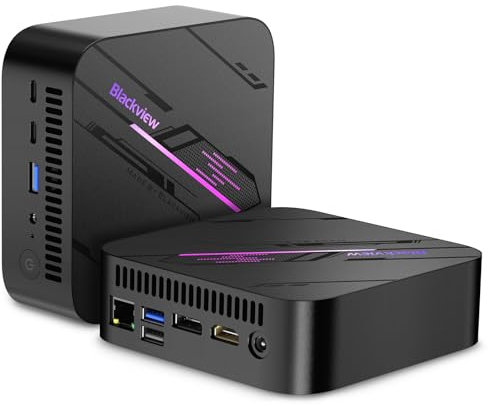 Blackview MP100 Mini PC AMD Ryzen 7 5825U(8C/16T, Up to 4.5 GHz), 16GB RAM 512GB SSD Mini Desktop PC Computer, Triple 4K Display/WiFi6/BT 5.2/USB 3.2/RGB Lights/Type C