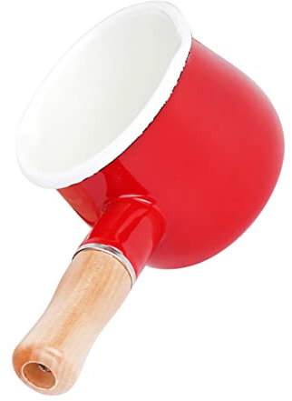 KICHOUSE Pot à lait émaillé présentoir de gobelet en papier facette para Fournir trousse poêle antiadhésive casserole anti-adhésive pan casserole à lait en émail chauffe-beurre Bois rouge