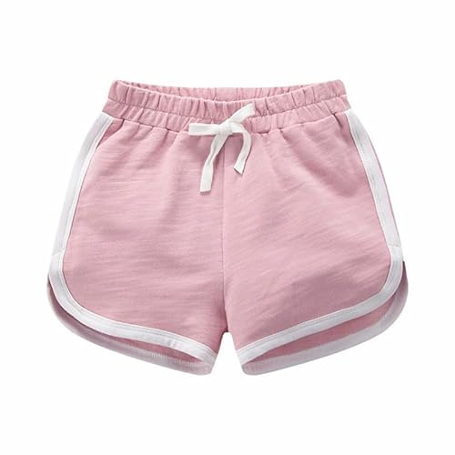 YAQUEKOU Short court pour fille et garçon - Short de sport en coton - Short pour enfants - Short court pour adolescent et fille - Short de cyclisme d'été pour la gym - 2 à 15 ans, Rose, 4-5 ans