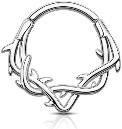 OUFER 16G Vine Piercing Septum Clicker Acier Inoxydable 316L Piercing Oreille Cartilage Anneau Daith Helix Jewelry Anneaux Tragus Conch pour Femme 10 mm