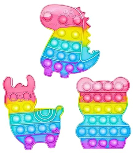 3 Pcs Pop It Pop Fidget Toy Set, Push and Pop Bubble Sensory Fidget Toy, Squeeze Sensory Toys, Fidget Toys , Educativo Toy per Bambini, Gioco Antistress Rilassante per Adulti e Bambini