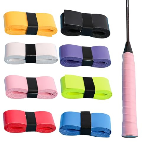 CWWYQ 8 Pcs Badminton Racket Grip Tape, Badminton Racket Grip Tape, Super Breathable Perforated Grips