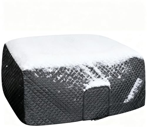 Funda Térmica Universal para Bañera de Hidromasaje, Cubierta Aislante SPA Hinchable, Algodón Acolchado Cubierta Jacuzzi Exterior con Puerta con Cremallera, Resistentes a la Intemperie (145x145x70cm)