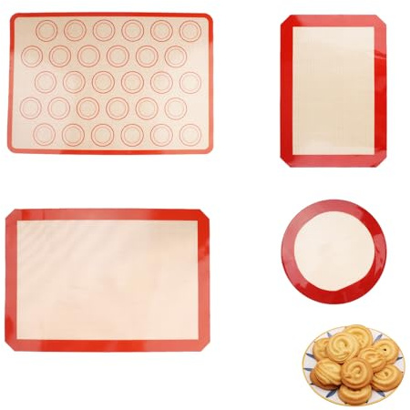 suaywo 4 Pezzi Tappetino Microforato per Forno Senza BPA Tappetino Silicone Forno Riutilizzabile Tappetini in Silicone per Forno per Macaron, Biscotti, Pizze, Cupcake