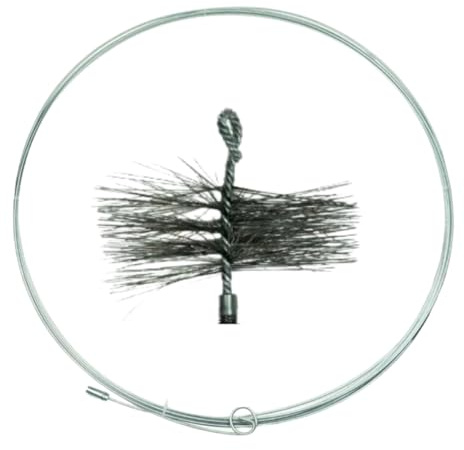 pokm toolsmarket - Schornsteinbesen Set Schornsteinfeger Bürste + Zugseil Kaminbesen für Schornsteinreinigung von Unten (8m / ∅250mm)
