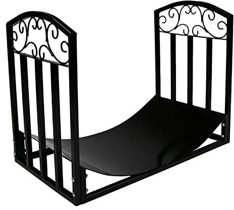 Öppen spistillbehör, vedställ for utomhusbruk, med rullar inomhus/utomhus, förvaringsställ for tändved i metall for lantlig användning