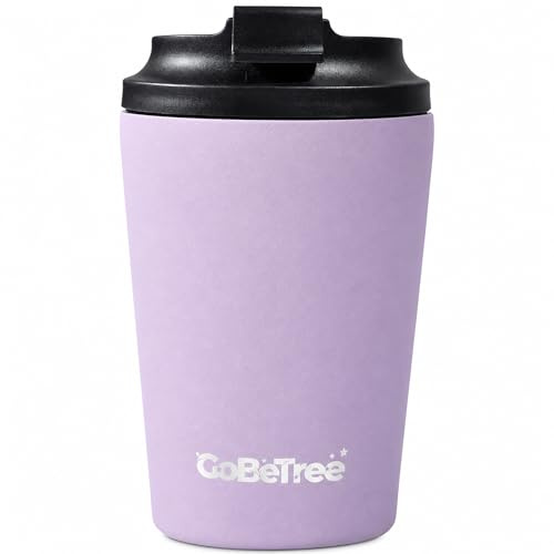 GoBeTree Termisk Kaffemugg 360 ml (12 oz) Rostfritt Stål WISTERIA. tumbler och resekaffemugg med hermetiskt 100% läckagesäkert lock och bred öppning för kontor, bil, resa, gym och kaffe to go