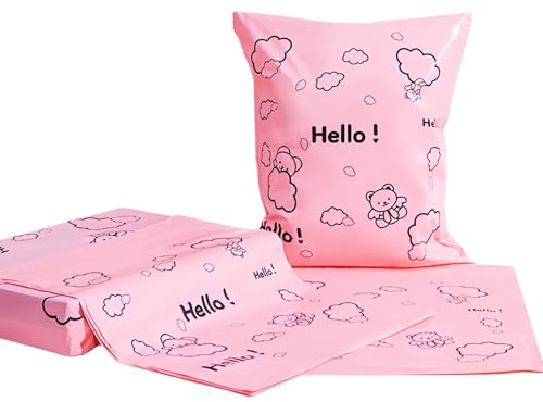 WACCOMT Pack Lot de 50 Enveloppes d'ExpéDition Roses en PolyéThylèNe pour VêTements Sacs d'ExpéDition Autocollants pour les Petites Entreprises Envoi de Colis (25x30+5cm (9.84x11.81+1.97 inch))
