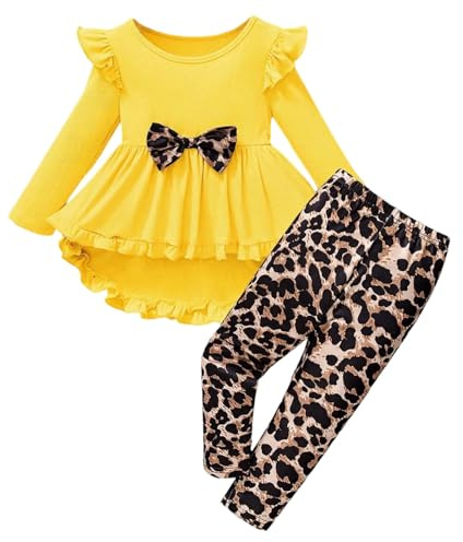 Set Felpe Bimba - Abito da Bambina in Maglia Tinta Unita con Scollo Rotondo Patchwork e Gonna Asimmetrica con Leggings per Uso Quotidiano