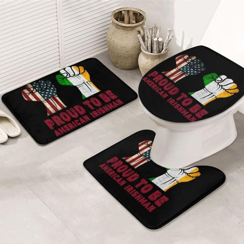Alfombra De Baño De 3 Piezas Orgulloso De Ser Irlandés Bandera De EE. UU. Juego De Alfombrillas De Baño Absorbentes Lavable Alfombras De Cama, para Bathroom, Cocina, Dormitorio