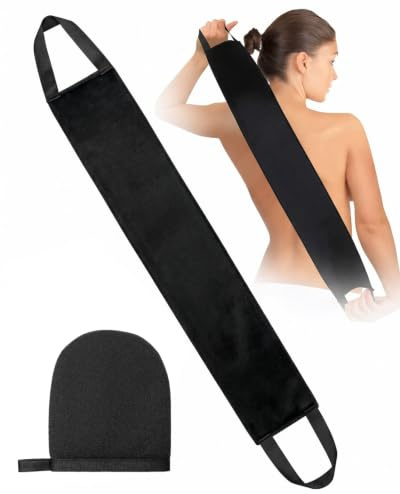 FIMWOLZ Guanto Autoabbronzante Doppio Lato, Applicatore Lavabile e Riutilizzabile per Crema Autoabbronzante e Esfoliazione, Abbronzatura Uniforme Senza Striature (Nero)