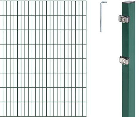 Alberts 651459 Doppelstabmattenzaun als 20 tlg. Zaun-Komplettset | verschiedene Längen und Höhen | grün | Höhe 160 cm | Länge 18 m