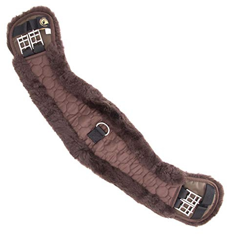 Merauno® Lambs wool moon girth saddle girth short girth dressage girth made of quality merino lambs wool, brown65cm 26