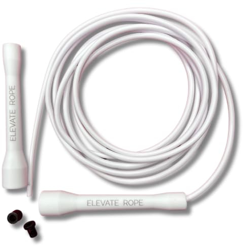 Elevate Speed Rope MAX (PURITY) - Weiß - Professionelles Springseil aus Strapazierfähigem PVC mit Nylonkern - 5 mm - Länge Max. 3 Meter - Extrem Starke Griffe