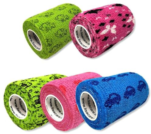LisaCare Självhäftande plåster – set med 5 motiv unisex – olika storlekar – medicinsk tejp steril förpackad – valbar storlek (7,5 cm)