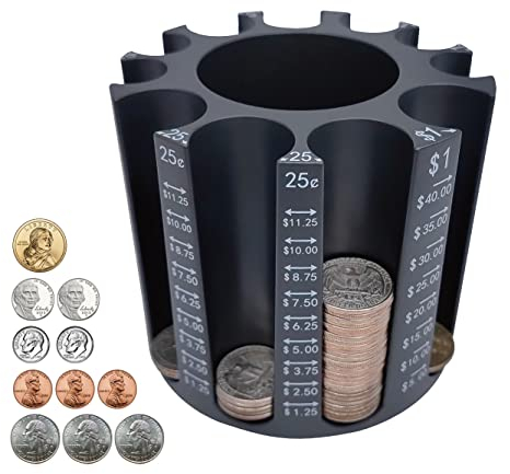 Byteen8 Münzzähler Münzsortierer,Stifthalter + Münzhalter als Schreibtisch-Organizer,Münzverpackungen Münzbank Store 500 Stück,kreative Geschenke für Kinder & Familie