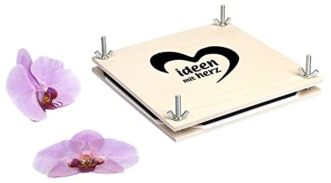 Ideen mit Herz Blumenpresse | Größe: 19 x 19 cm | aus Holz | ideal zum Pressen von Blumen, Blüten & Gräsern