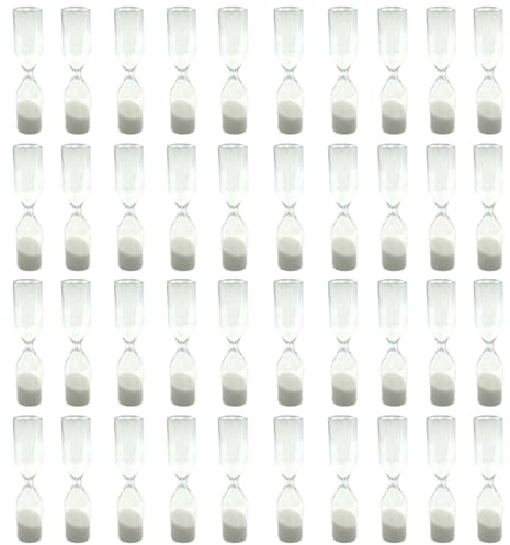 Aurora Store 40 Clessidre Mini in Vetro con Polvere Colorata da 6 cm Bomboniera per Matrimonio, Laurea, Compleanno, Battesimo, Baby Shower (Bianca)