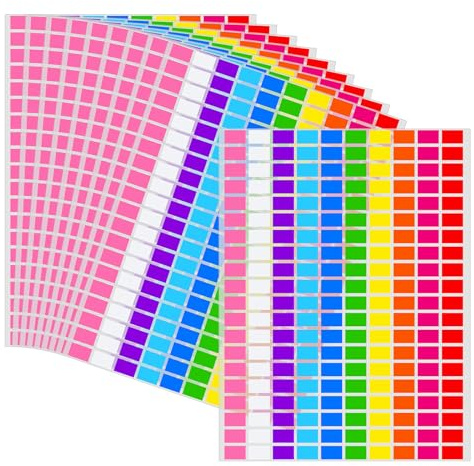 2 000-pack rektangulära färgade klistermärken – självhäftande klibbig etiketter – liten 4,5 x 8,5 cm etiketter i 10 färger – mångsidiga avtagbara etiketter för hem, kontor och skolorganisation