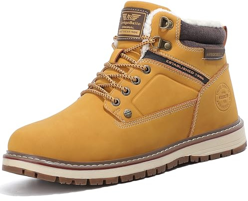 ARRIGO BELLO Botas Hombre Invierno Botines Senderismo Nieve Cálido Antideslizante Trekking Zapatos Talla 41-46 (A Amarillo-Piel Cálida, Talla 44)