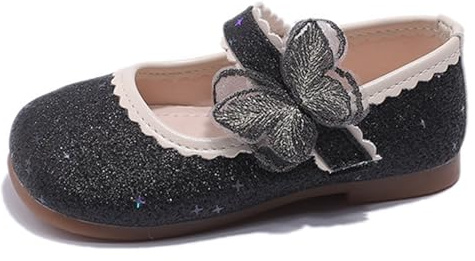 Zapatos Princesa Niña Zapatillas Planas Chica Bailarina Mary Jane Estilo Mariposa (Negro, Niño (2-5 años), 22, Números, Sistema Tallas Calzado EU, Mediano)