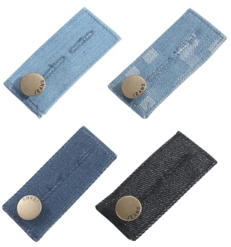 WeddHuis 4 Pezzi Estensioni della Cintura,Estensore per Bottoni per Pantaloni,Materiale Denim,Bottoni in Metallo di Alta qualità,Estensore per Bottoni per Jeans,Adatto per Donne Incinte