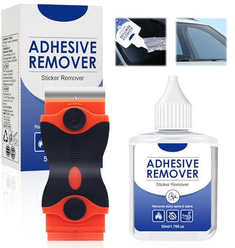 Dissolvant Colle,50ml Décapant Adhésif,Decolle Etiquette,Dissolvant D'adhésif,Dissolvant colle et Adhesif,Rapidement les étiquettes et les Résidus,Livré avec Grattoir pour Surfaces en Métal, Bois