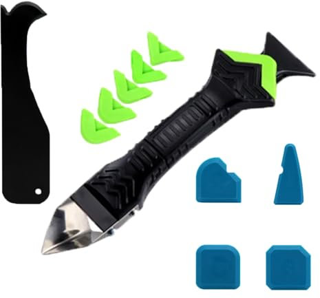 Bustlwor Kit Kit Kit Silikon Tätningssats 5 i 1 Kit-Verktyg Kit Remover KitRemover Reservbar, Återanvändbar, Med Huvud i rostfritt stål Lämplig för Kök Badrum