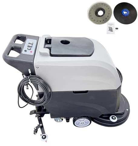 BEILOCKERY Commercial Floor Scrubbing Machine 20 Automatic Walk-Behind Floor Scrubber Dryer 23.8 Gallons of Dual Tanks for Warehouse/Office/Hotel 173RPM 110V