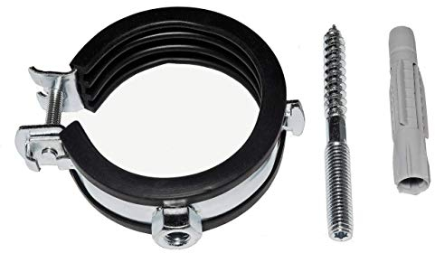 rohrfix-24 10 Stück (Set) Gelenkrohrschellen 40-43 mm / 1 1/4 + Stockschrauben + Dübel (Stockschraube M 8x100 mm) Schwarz, Silber, Grau