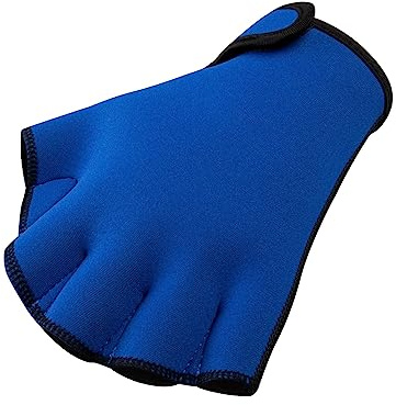 FitsT4 Sports Aqua Gloves Webbed Paddle Swim Gloves Fitness Water Aerobics and Swimming Resistance Training Gloves for Men Women Children Royal L