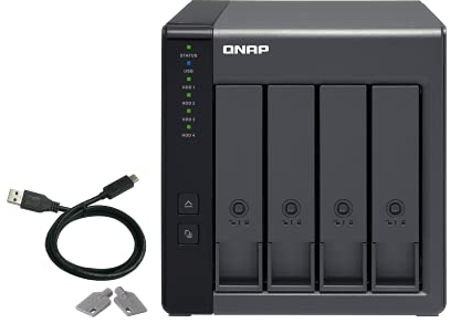 QNAP TR-004 4 Bahías USB Tipo-C Direct Attached Storage (Das) con Raid de Hardware (sin Disco) Negro