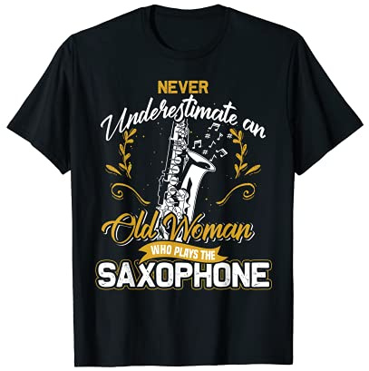 Saxophonist Old Woman Jazz Music Saxophone T-Shirt
