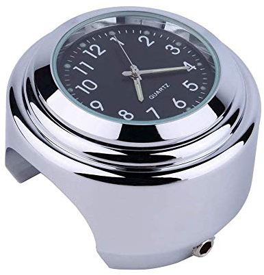Uhr für Motorradlenker, Universal Motorrad Lenker Uhr, Motorrad Fahrrad Chrom Wasserdicht Zifferblatt Lenker Uhr Glow Watch Black Shell & Silver Base