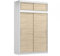 Kleiderschrank Schwebetürenschrank 2-türig Schrank mit zusätzlichen Stauraum (Schrankaufsatz) vielen Einlegeböden und Kleiderstange Gaderobe Schiebtüren BxHxT 150x245x61 - Lara 04 (Weiß + Sonoma)