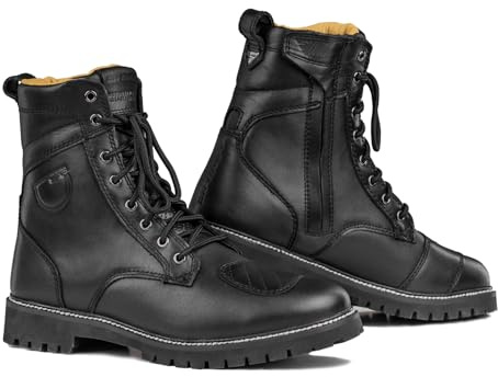 SHIMA Thomson Lady, Zapatos Moto Mujer | Reforzados Zapatos Moto de Cuero, Soporte para el tobillo, Suela Antideslizante, Mango de Cambio de Marchas (Negro, 41)