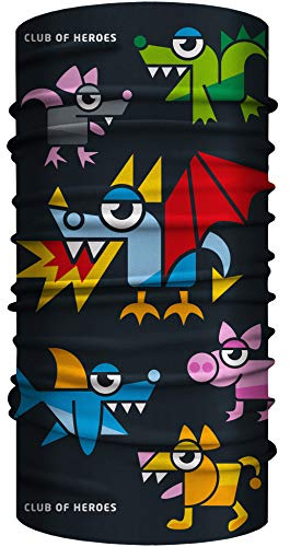 Drachen Bandana, nahtloses Multifunktionstuch aus weicher Mikrofaser/atmungsaktiv Schlauchschal Halstuch Mundschutz Schal Tuch/Tier Tiermotiv Tierfigur Drache Comic Kinder Kids COH