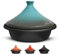 KooK Moroccan Tagine, Enameled Cast Iron Cooking Pot, Tajine with Ceramic Cone-Shaped Closed Lid, 3.3 QT, (Stone Blue)