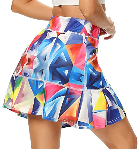 WOWENY Falda Pantalon Mujer Deporte Falda Padel Mujer Cortas con Bolsillos Deportiva Skorts Golf Plisada Respirable para Caminata de Bádminton Verano (Multicolor, L)