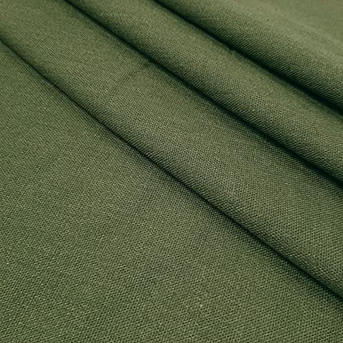 Bella - tessuto in cotone naturale di lino per abbigliamento e decorazione - prelavato - al metro (Oliva)