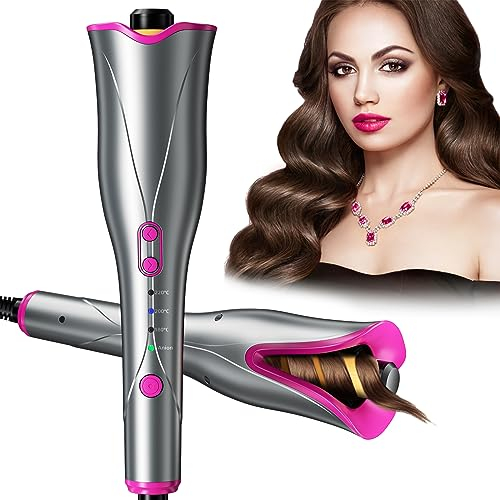 Ferro Arricciacapelli Automatico, Piastra Arricciacapelli Intelligente in Ceramica Con Ioni Negativi, 3 Temperature, Riscaldamento Rapido 15 Secondi, Con Doppia Protezione