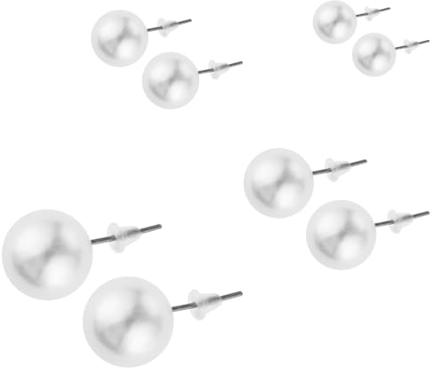 12 Paar Perlen Ohrringe Kunstperlen Ohrstecker Edelstahl Kugel Ohrstecker Imitationsperlen Ohrringe Perlen für Frauen Perlenohrringe Stecker Mädchen (6 mm, 8 mm, 10 mm, 12 mm)