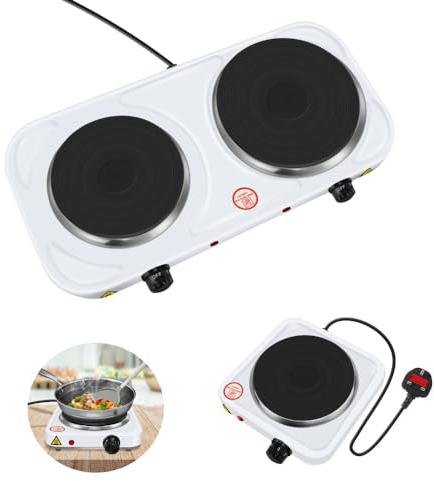 Double Electric Hot Plate Portable Table Top Cooker Hob 1500W Electric Single Burner with Dual Temperature Control for BBQ Home Kitchen Camping Cooking Boiling Fryer