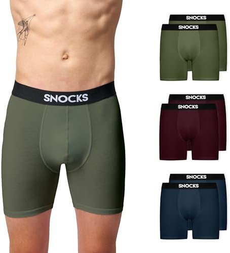 Snocks Lange Boxershorts Herren aus Bio-Baumwolle (6er Pack) - Atmungsaktiv und Ideal für Sport und Alltag - Kein juckendes Etikett und komfortabler Bund - Unterhosen Herren Gr. S-3XL