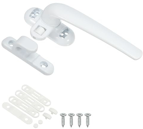 PATIKIL Maniglia Finestra Lega Alluminio, Serratura Maniglie Finestre a Battente Serrature per Porte Scorrevoli Verticali Interne Esterne e Orizzontali Sicurezza, Bianco (Mano Destra)