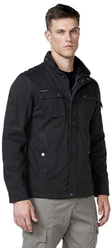Koroshi Sobrecamisa militar algodón cuello alto Hombre, color black, Talla L