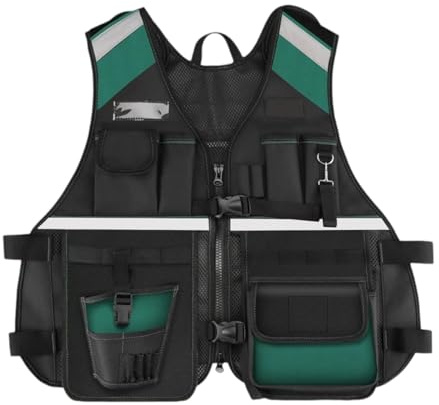 MagiDeal Electrician Tool Vest Tools Holder Breathable Comfortable Safety Vest Carpenter Tool Vest for Plumbers Carpenters Technicians